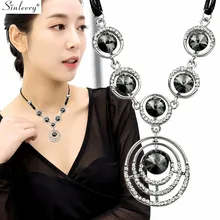 SINLEERY, полое круглое массивное ожерелье, красный, белый, серый, синий, кубический цирконий, черное кожаное женское ожерелье, ювелирное изделие, XL169 SSC