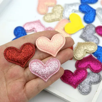 

50Pcs 3.9cm Glitter Love Heart Padded Appliques DIY Craft Supplie Basteln Ornaments Kids Hair Accessories Artesanato Materials