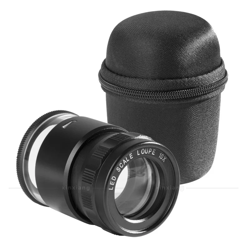 completo usb recarregavel optica lupa seis luzes led saco de pano lupa 02