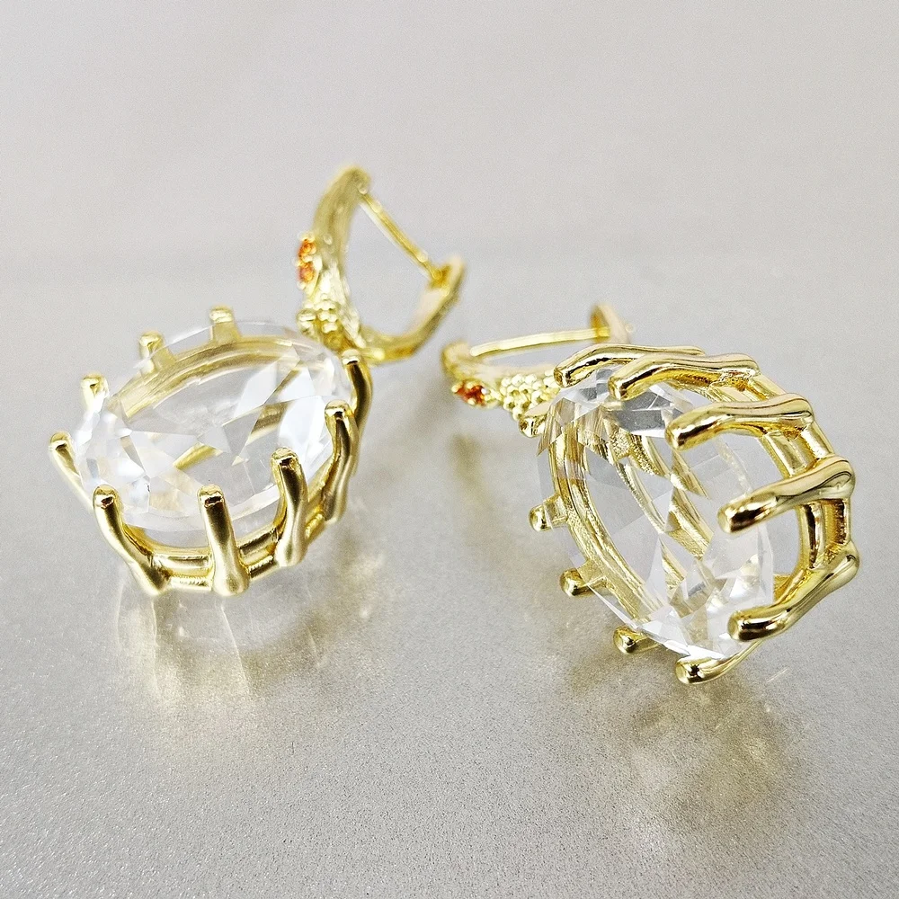 DreamCarnival1989 Women Dangle Earrings Big Clear White Zircon 18mm Shiny Fine Cut Dating Fashion Jewelry New Year Gift WE4108W