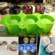 New 3 Hole Silicone Concrete Mold Ceramic Clay Craft Casting Concrete Cup Mould