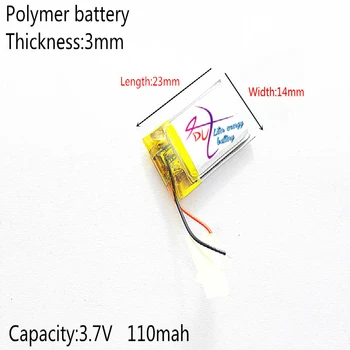 

Liter energy battery polymer lithium battery 301423 3.7V 110MAH 301525 MP3,MP4,MP5,GPS,DVD,Bluetooth headset small speaker toy