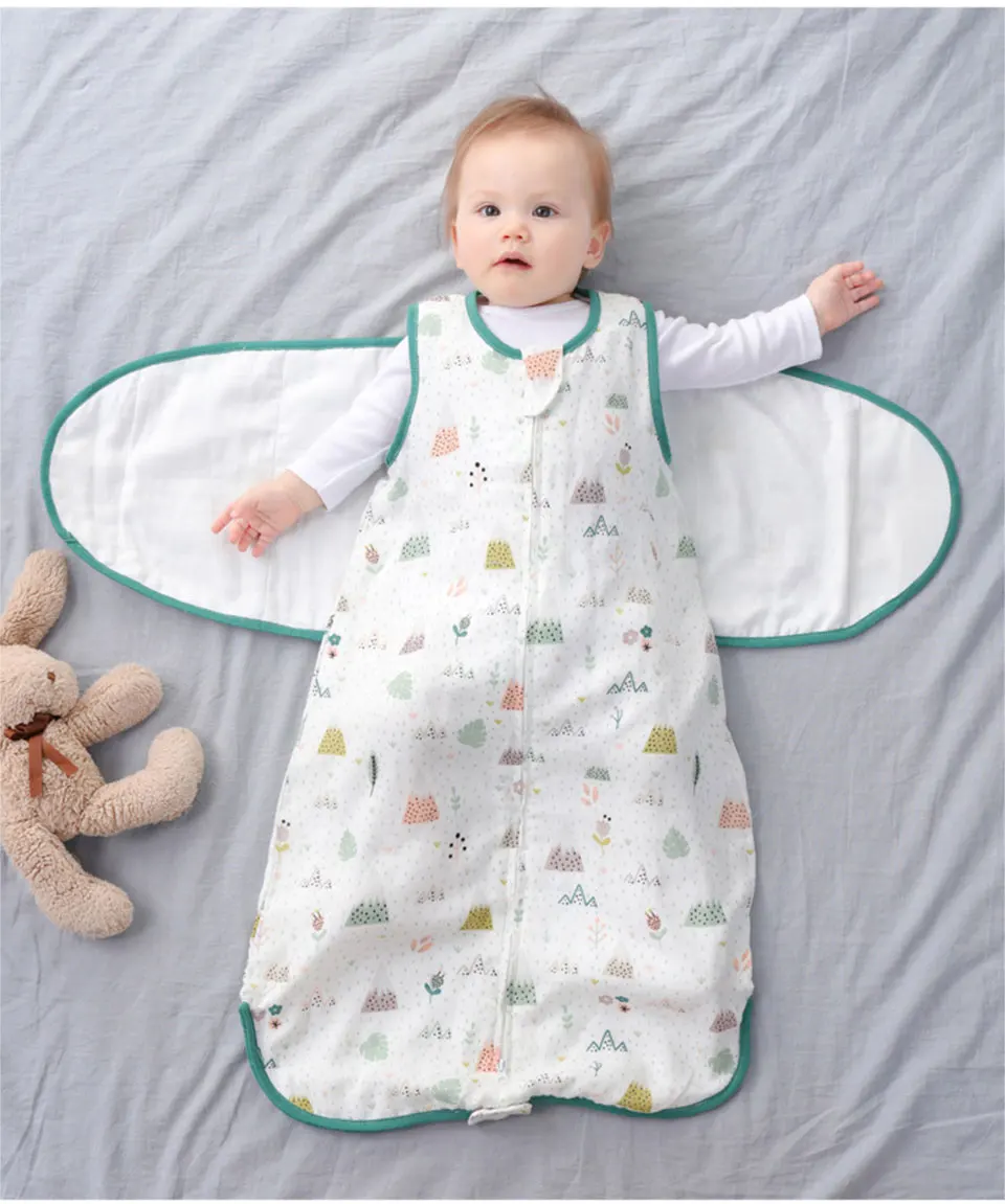 Drinnen Baby Mädchen Schlafsack Gaze Schlaf Sack saugfähiger Decken Swaddle 