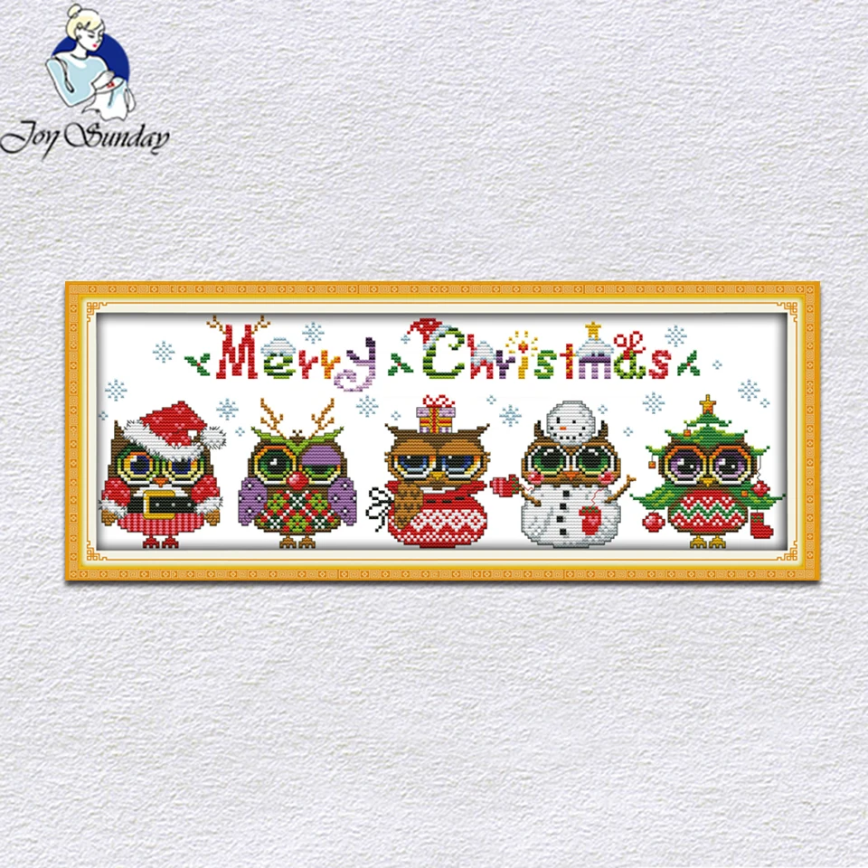 Joy Sunday Merry Christmas Сова Набор для вышивки крестом Китайская вышивка рукоделие домашний декор дизайн Вышивка Иглы наборы оптом
