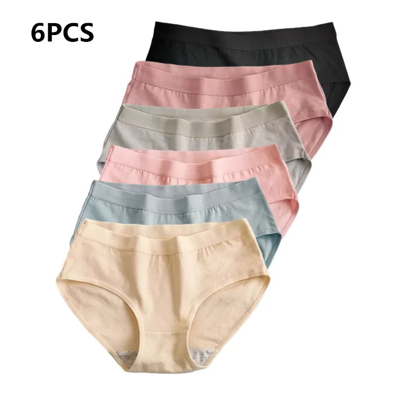 6PCS cotton Women'S underwear student Panties low waist cute comfortable breathable antibacterial briefs high quality high waist underwear ladies lace printed cotton antibacterial breathable abdomen and hips seamless ice silk boxer briefs sexy