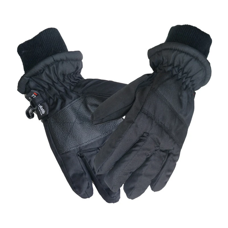 Детские Лыжные зимние перчатки, ветрозащитные спортивные теплые термальные мотоциклетные перчатки для сноуборда, Детские Водонепроницаемые расширенные наручные перчатки унисекс - Цвет: Черный