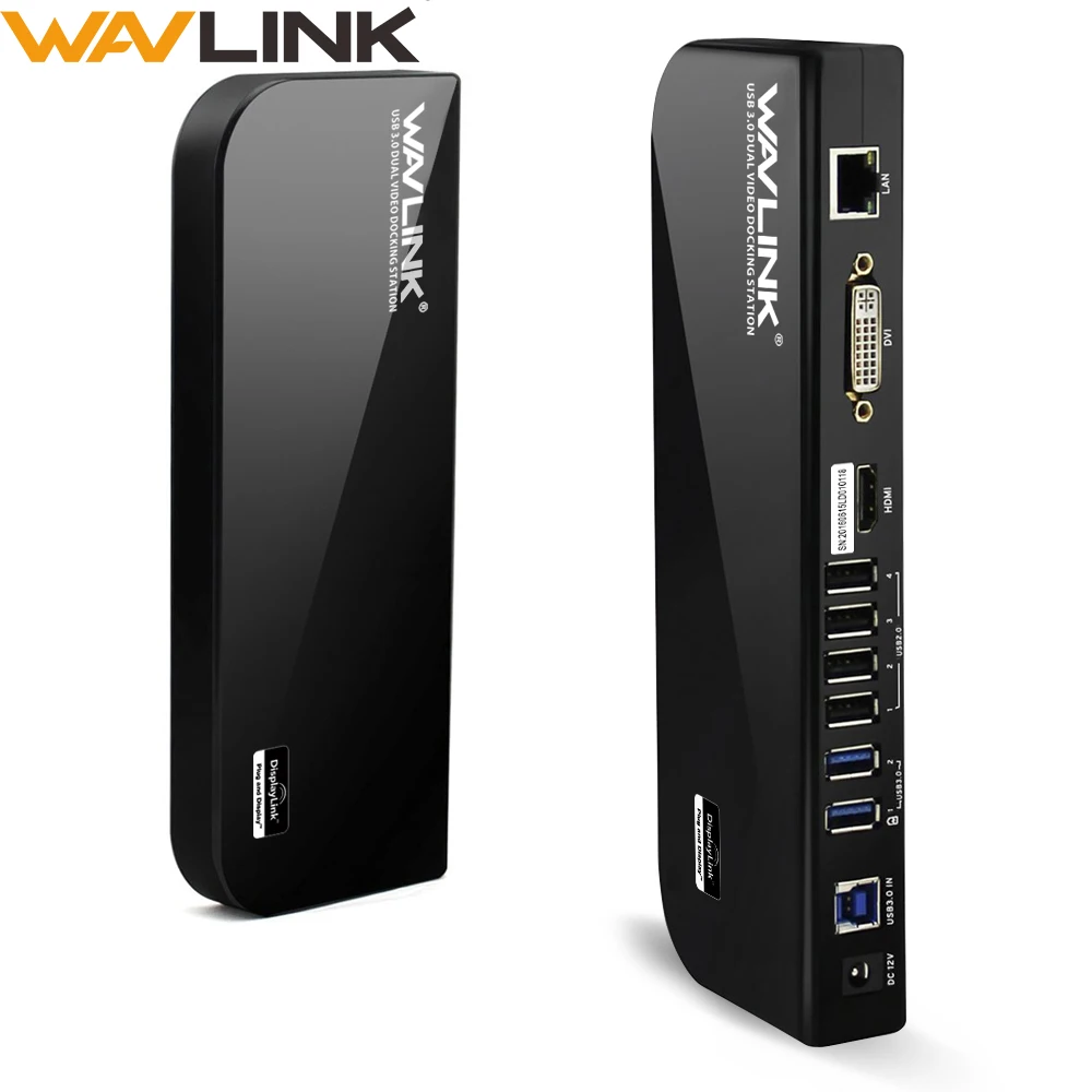 Универсальная док станция Wavlink 7 портов USB 3 0/2 0 двойная головка до 1080P 2k HD для