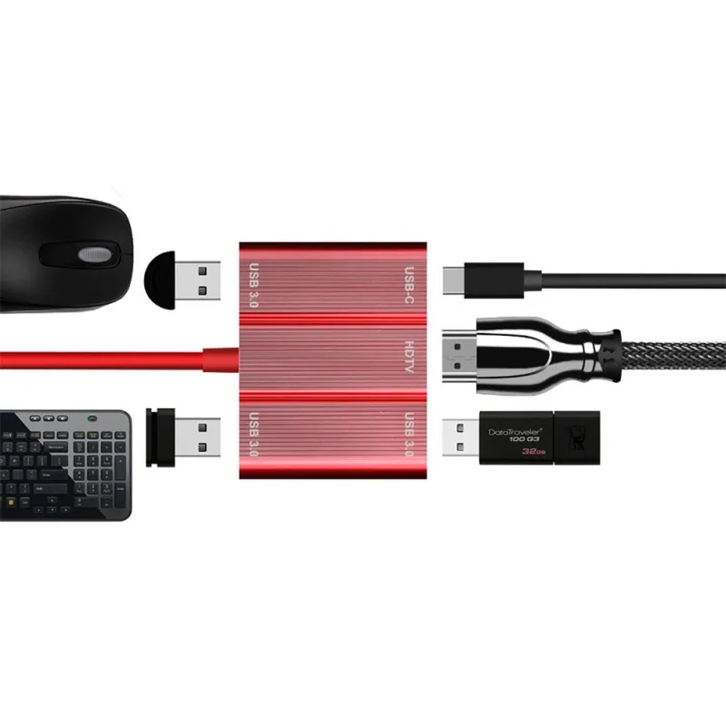 USB 3,0 type C к HDMI многопортовый адаптер конвертер с USB 3,0 портом и USB C зарядным портом папа-мама