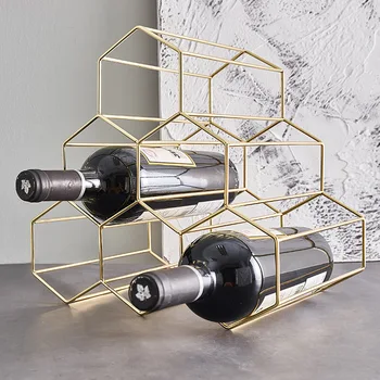 

Nordic Simple Iron-Craft Wine Rack Creative Bar Restaurant Honeycomb Wine Rack Shop Restaurant Front Desk Wind Rack Furnishings