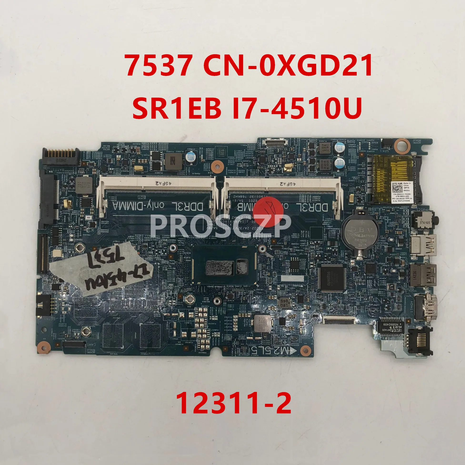 Бесплатная доставка для Inspiron 15 7537 Φ 0XGD21 XGD21 материнская плата ноутбука 12311-2 с SR1EB