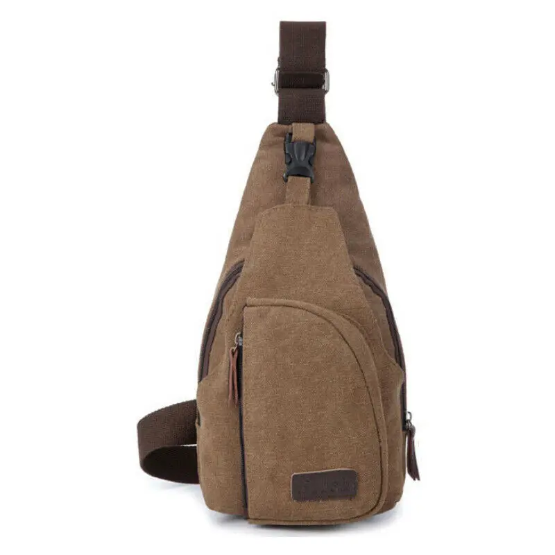 

Casual Men's Chest Bag Classic Canvas Strap Crossbody Portable Travel Shoulder Bag purse