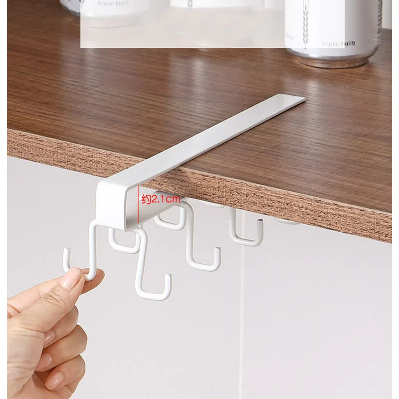 Storage Racks Cabinet Hook Cup Holder  with 6 Hooks Double Row Hanging Hook for Kitchen Spoon Coffee Cup Organizer Clothes Shelf