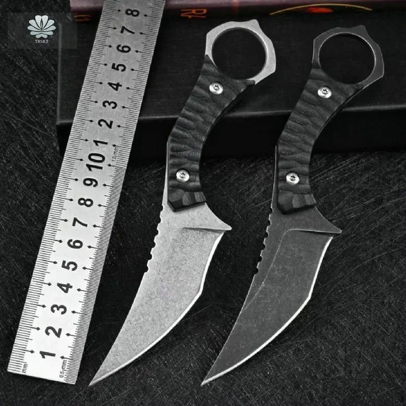 

Trskt D2 Tactical Camping Knives Outdoor Rescue Survival Hunting Knife Edc Tool G10 Handle Kydex Sheath,Dropshipping