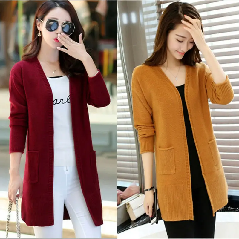 

2020 Autumn and Winter Women's Knitwear Outdoor Women's Sweater Cardigan Jacket Women's Mid-Length