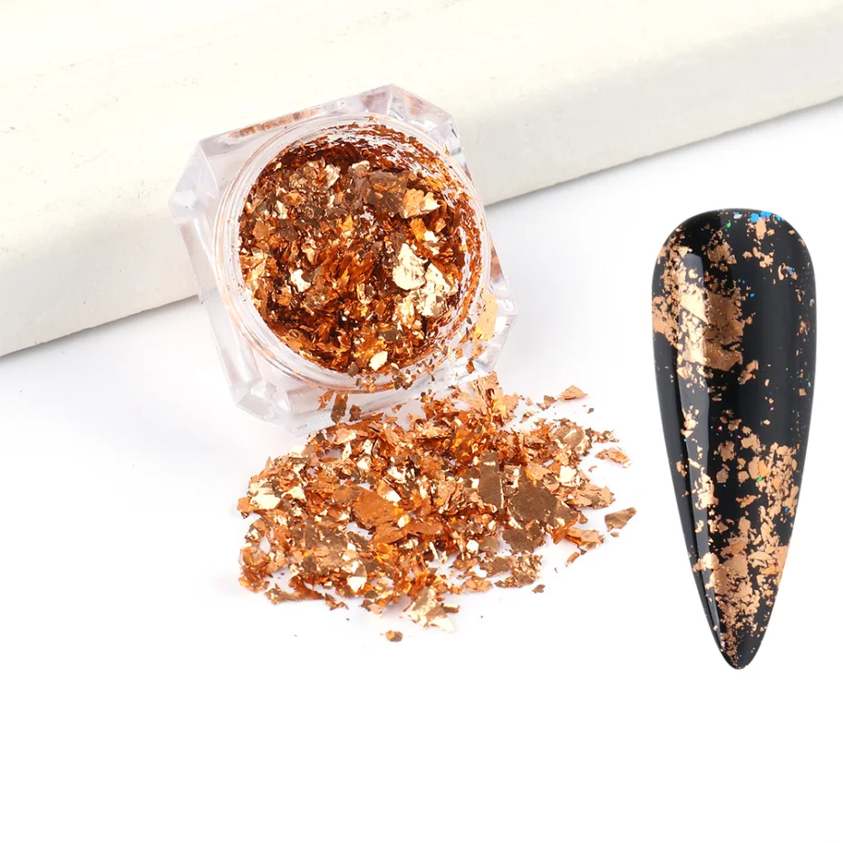 Nail Glitter Aluminum Foils 3D Flake Sticker Gel Polish Foil Paper Thin Sequins DIY Manicure Nail Decor Tools LA1858-1 1 Box