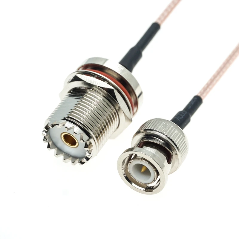 

UHF Female SO259 Nut BUlkhead To BNC Male Plug Jumper RF Coaxial RG316 Extension Cable Pigtail