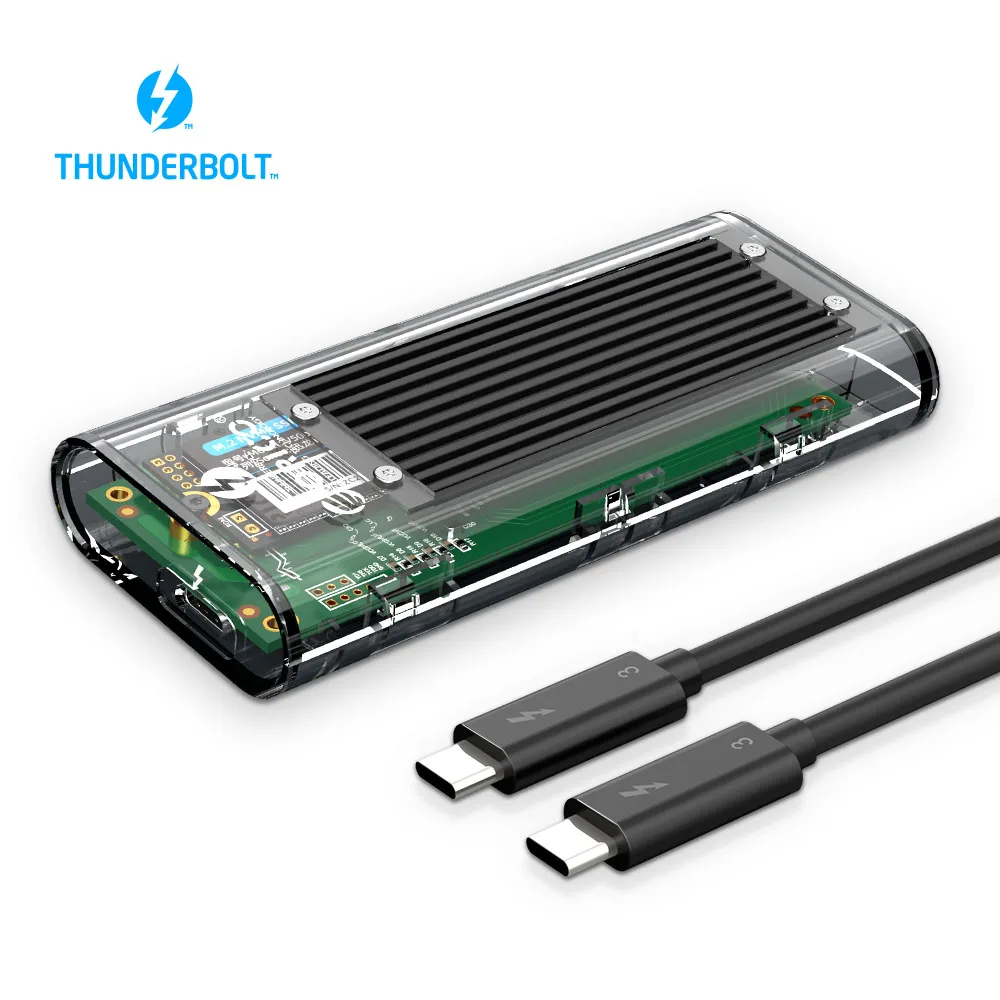 Black ORICO Thunderbolt 3 M.2 NVME SSD корпус 40 Гбит/с 2 ТБ прозрачный USB C SSD чехол с 40 Гбит/с C до C кабель для Mac Windows - Цвет: Black