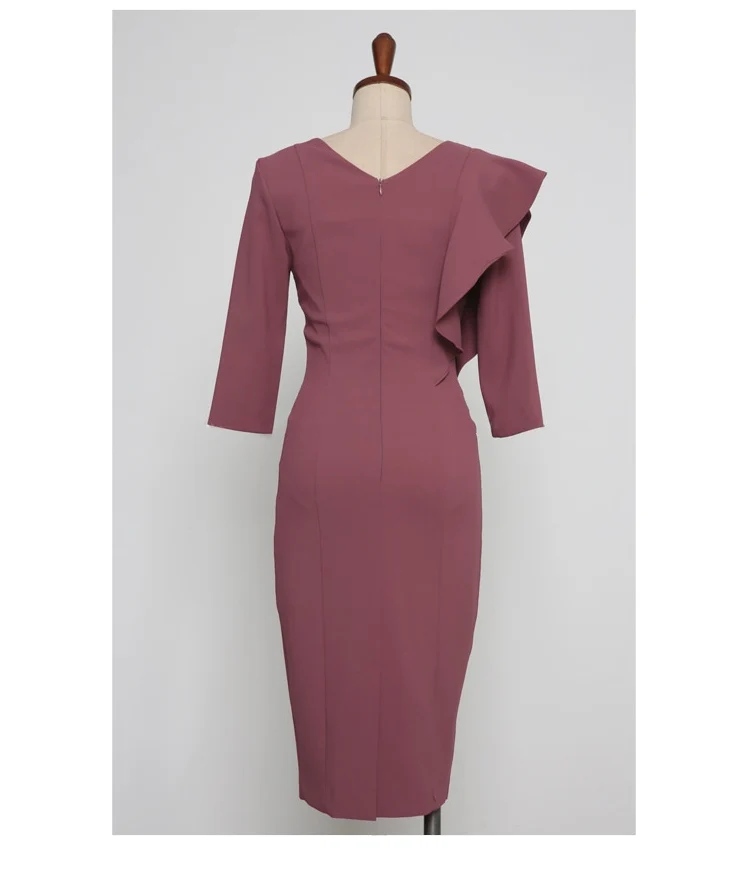 SHIJIA, тонкое, Дамское, Vestidos, посылка, бедра, платье,, элегантное, милое, женское платье с v-образным вырезом, с оборками, сзади, с разрезом, женское обтягивающее платье