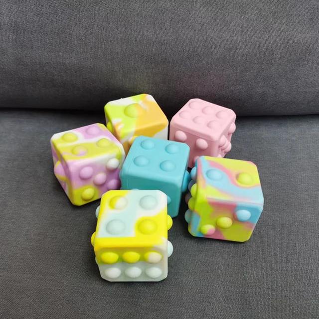 1PC Fidget Dice Toys Push Bubble Popper Cube Sensory Fidget Toys Puppet 3D Squeeze Dice Cube Ball Portable Popping Game 3