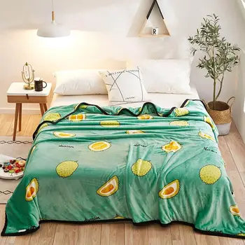 

Nordic INS Green Durian Fruit Soft Print Double-side Blankets Throws Plaids Flannel Coral Fleece Microfiber Bedsheet Nap