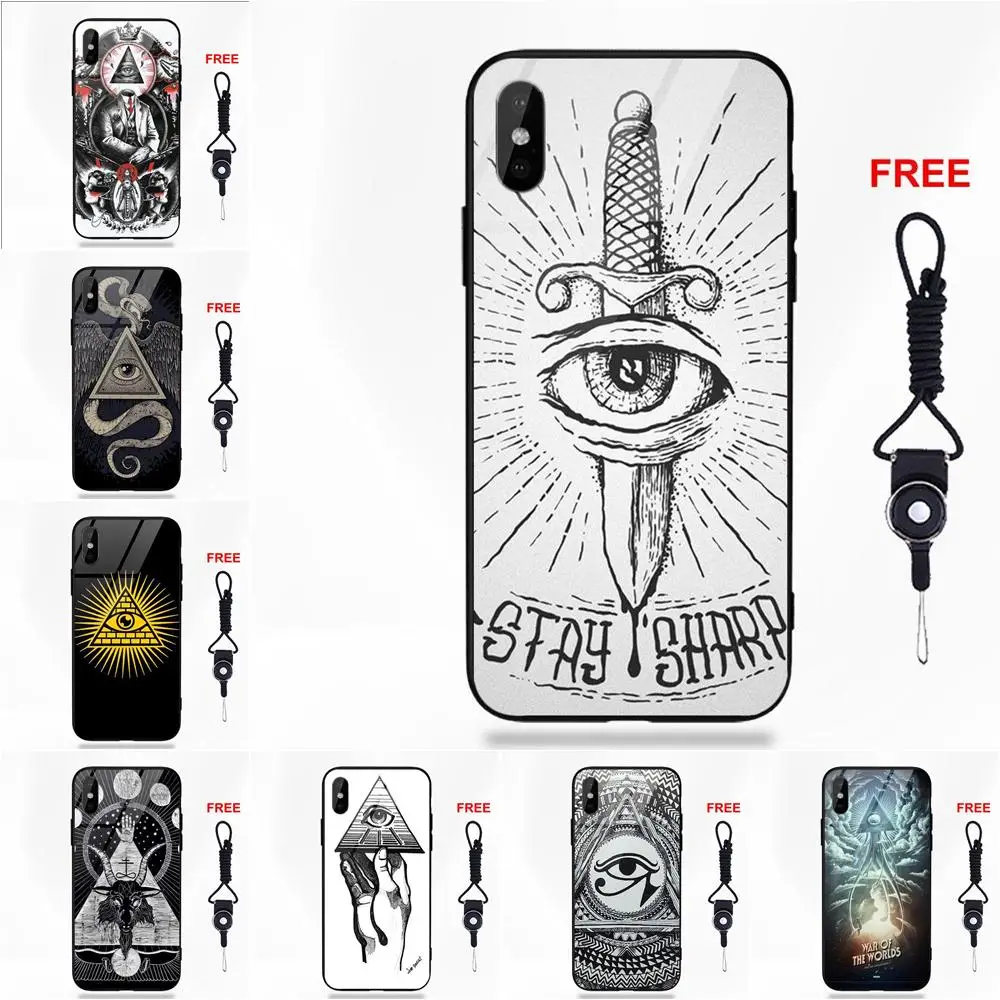

Pyramid Illuminati Quote Soft TPU Frame+Tempered Glass Case Slim For Apple iPhone 5 5C 5S SE 6 6S 7 8 Plus X XS Max XR