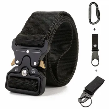 

New Tactical belt Military high quality Nylon men's training belt metal multifunctional buckle outdoor sports hook