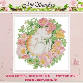 

Cat among the flowers patterns counted 11CT 14CT Cross Stitch Set DIY Chinese Cross-stitch Kit Embroidery Needlework Home Decor