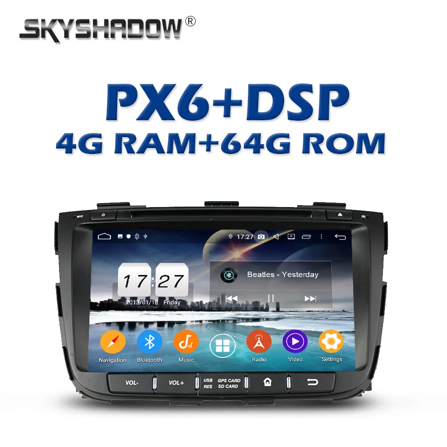 Автомобильный DVD-плеер 720P PX6 DSP IPS Android 11 0 4 Гб + 64 TDA7851 Bluetooth 5 Wifi GPS карта RDS радио для kia