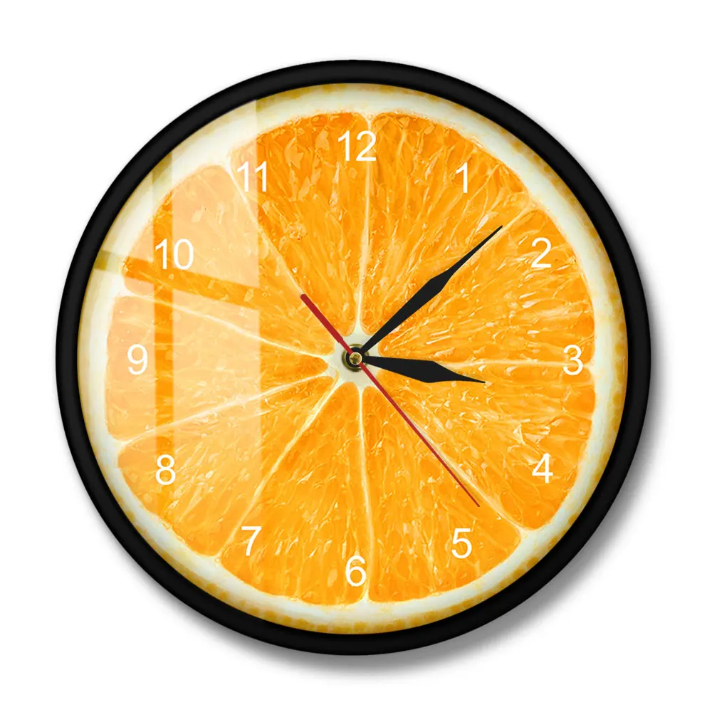 Yellow Lemon Tropical Fruit Wall Clock Color:Metal Frame