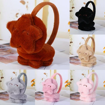 

New Women Kids Winter Warm Earmuffs Stars Plush Ear Cover Soft Faux Fur Ear Warmer Fashion Cartoon Cute Earmuffs Unisex