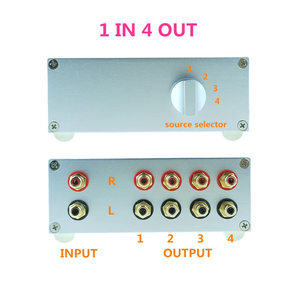 4 входа 1 выход/1 в 4 Выход HIFI пассивный аудио вход селектор сигнала селектор источника аудио переключатель сигналов коробка разветвитель сигнала