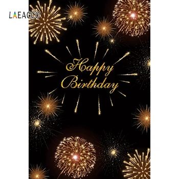 

Laeacco Happy Birthday Fireworks Glitters Newborn Party Decor Backgrounds Photography Customize Backdrops Props For Photo Studio