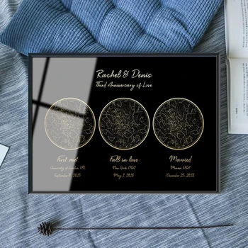 

Real gold foil Mom Gift for Mom from son Daughter us kids boy, Personalized 3 locations custom night sky, mothers day gift ideas