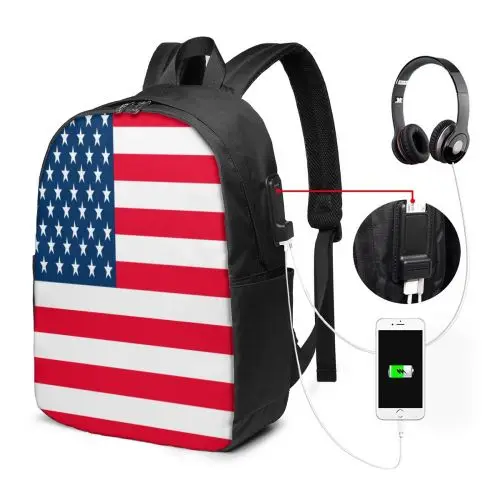 usb interfacebag 7 USB интерфейс плечи национальный флаг на выбор шаблон сумки для женщин большой емкости детей мужчин с наушниками путешествия рюкзак - Цвет: usb interfacebag 7