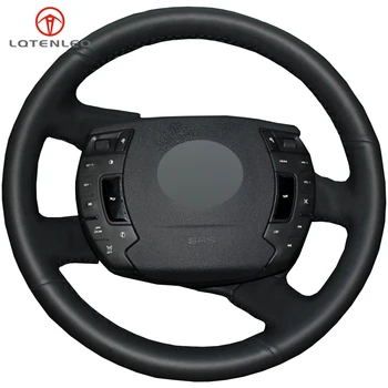 

LQTENLEO Black Artificial Leather Hand-stitched Steering Wheel Cover For Citroen C5 2008-2017