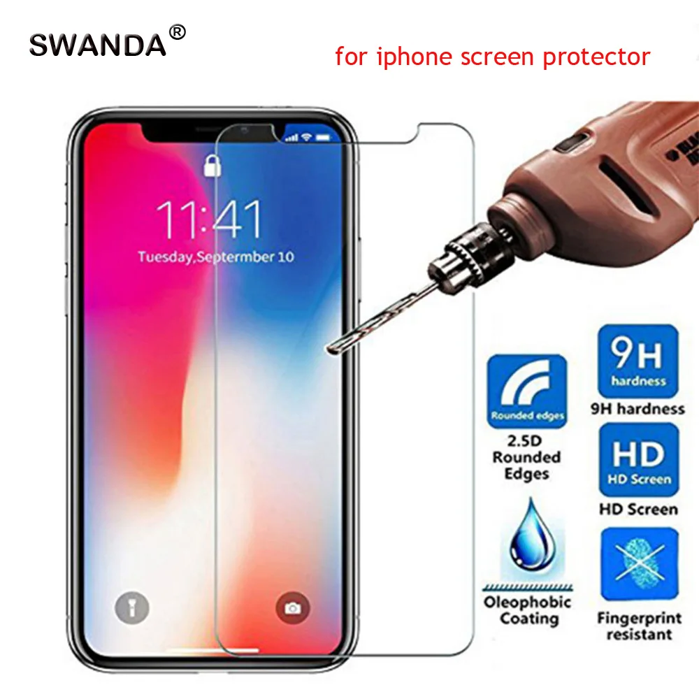 Защитное стекло закаленное 9H HD для iphone 7 8 6plus 11 Pro Max XR X | Мобильные телефоны и