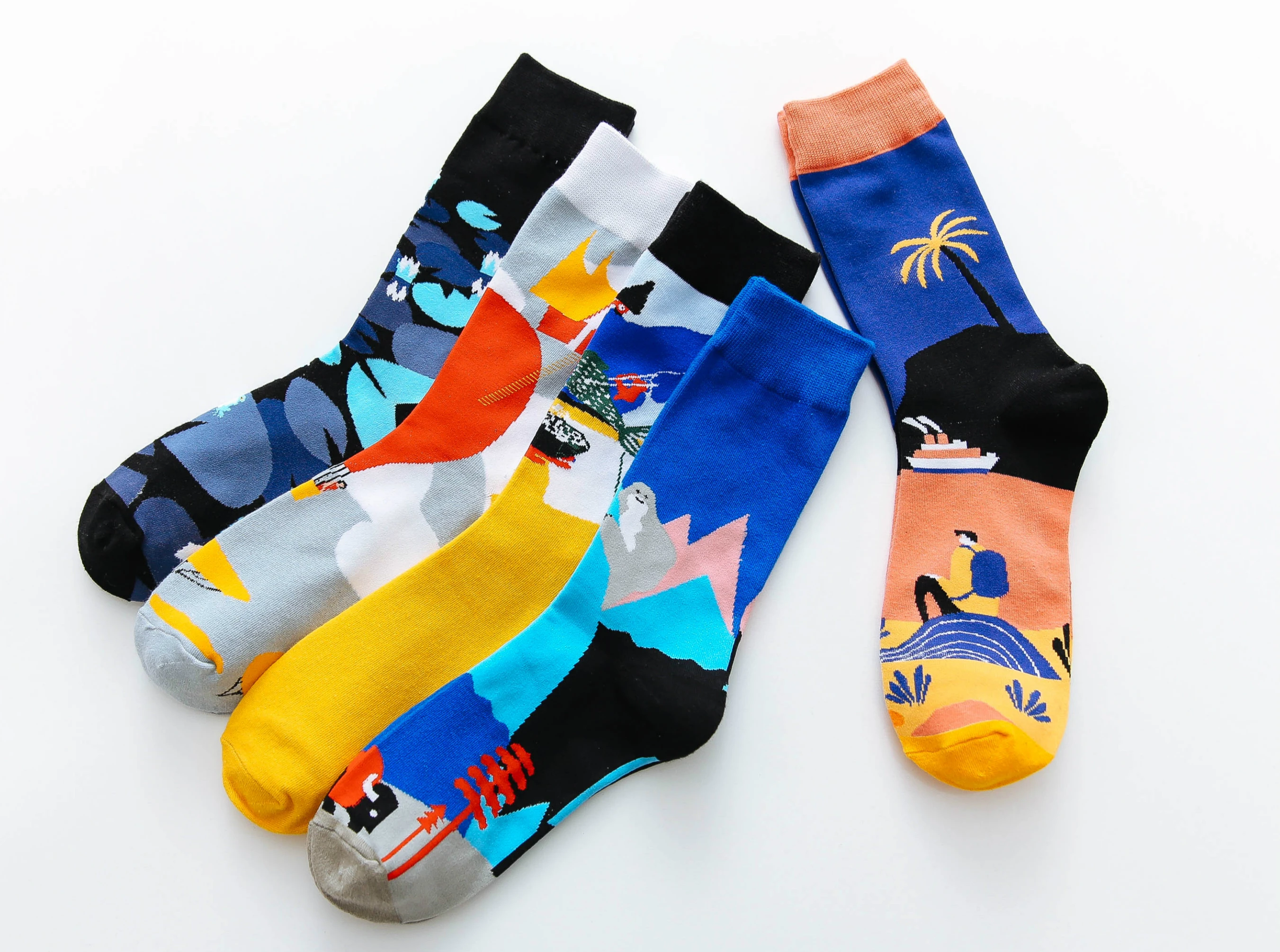 Женские носки с Луной солнцем морским песком мужские из хлопка модные классные