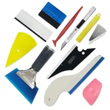 

10PCS Car Wrapping Tools Kit Carbon Fiber Vinyl Squeegee Car Tools No Scratch Auto Car Film Stickers Window Tinting Squeegee Set