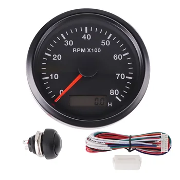 

8000 RPM Boat Tachometer Engine Stainless Steel/Plastic Bezel Hour Meter LCD Display With M16 M18 Sensor For Car Motorcycle