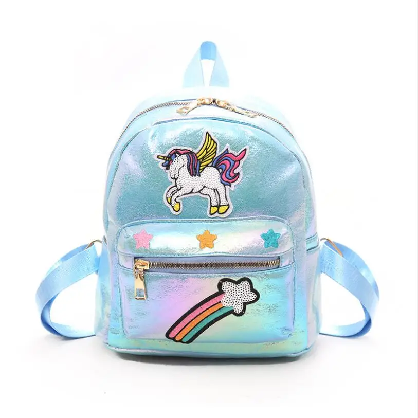 photo color High Quality Women Sequins Unicorn Backpacks Teenage Girls Travel Bags Portable Party Mini School Bags Shoulder Bag for Lady - Цвет: photo color