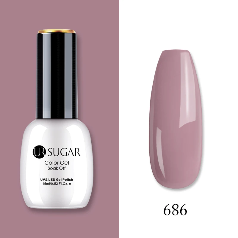 686 Ur Sugar, 15 мл, Цветной Гель-лак, гибридный лак для ногтей, для маникюра, УФ-светодиодный Полупостоянный гель для ногтей, впитывающий Гель-лак, базовое верхнее покрытие - Цвет: 686