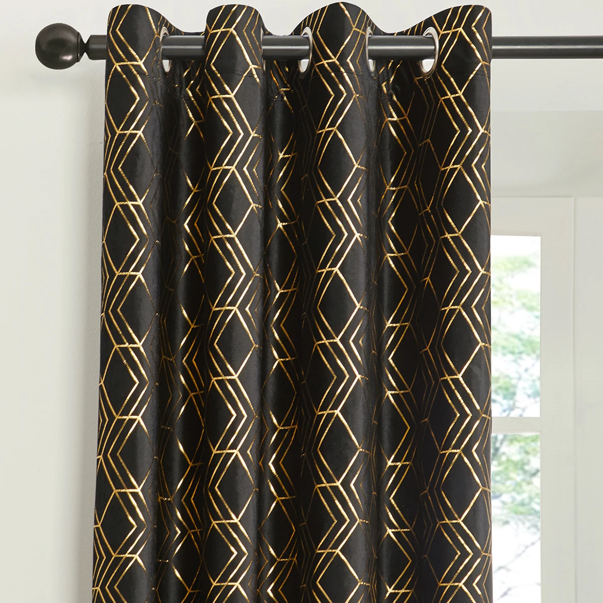 Modern Golden Geometric Velvet Curtain for The Living Room Bedroom Blackout Black Curtains On the Window Door White Green Black curtains for sale