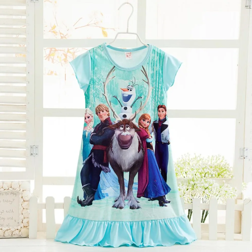 Летнее платье для девочек; маскарадный костюм; платье Снежной Королевы Эльзы и Анны; детская шелковая ночная рубашка; фантазия; платье Рапунцель; пижама для девочек