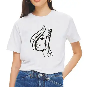 

Fashion Print Hair Beauty Salon Barbershop Sexy Women T-Shirts Summer Hipster Shirt Tee Shirt Femme Casual T-shirt Women Tops