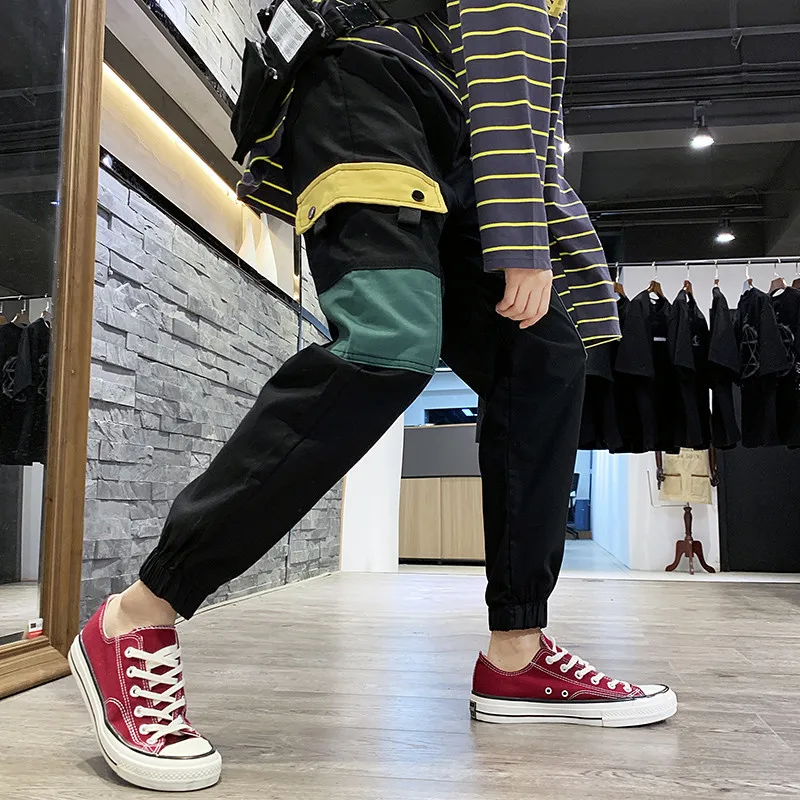 

Spring Pants Men's Korean-style Trend Bib Overall Men Versatile Athletic Pants Students Beam Leg Loose-Fit Popular Brand Casual