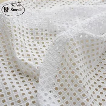 

White Square Hollow Lace Cloth Embroidered Women's Summer Cotton Cloth Hollow Lace Fabric RS713
