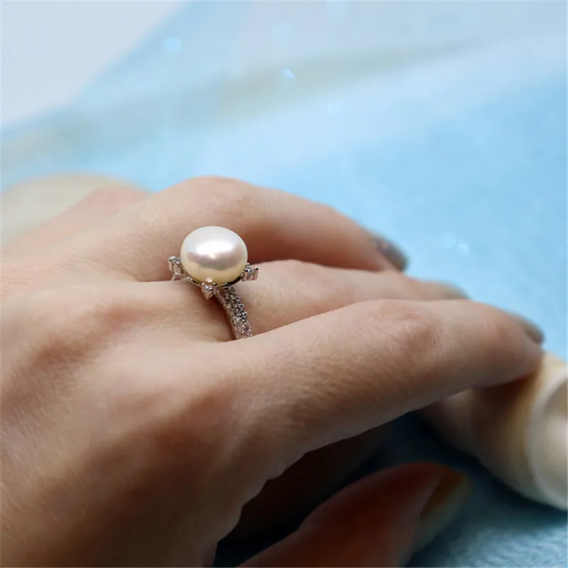 DMRFP158 9,5-10 мм кольцо из настоящего жемчуга серебро 925 ювелирные изделия кольца из пресноводного жемчуга для женщин