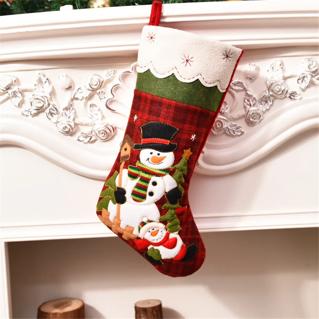 Мешок для конфет Рождество подарки дерево орнамент чулок Санта Клаус Снеговик носок Декор Рождественская елка украшения Рождественская деревушка navidad