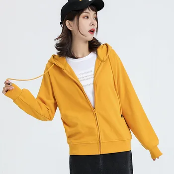 

New Autumn Winter women Hoodies Sweatshirts Long Sleeve Solid Color Hooded Tops Women Hoodies Long sleeved Thickening Coat Y931