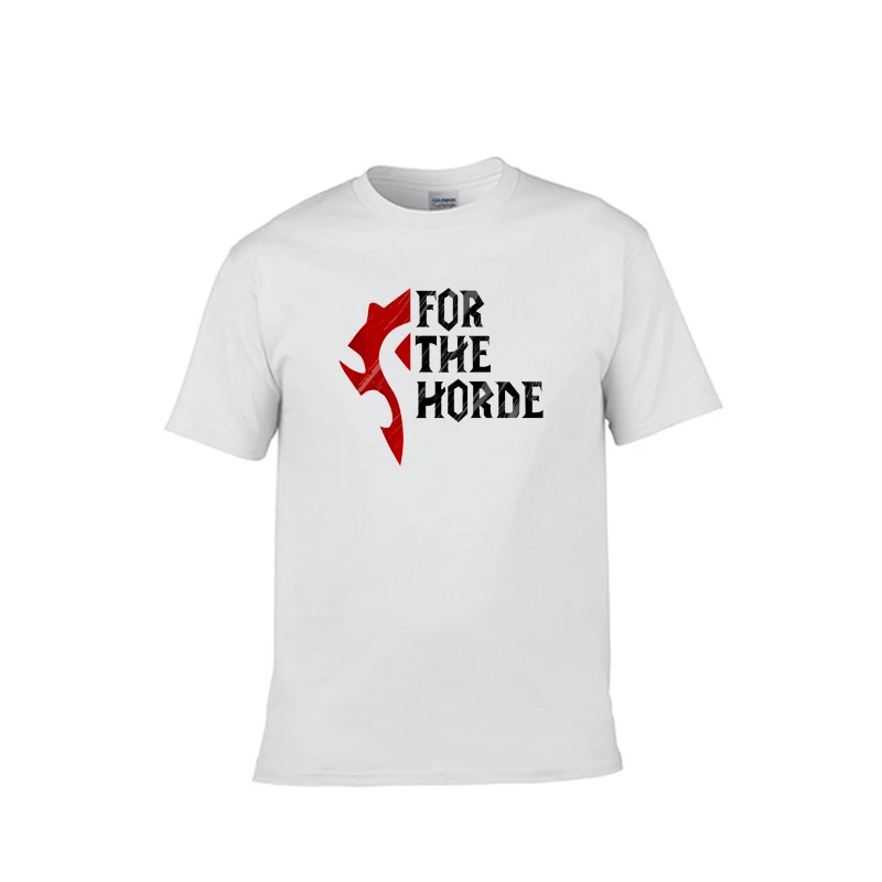

Men's Warcraft T Shirt 100% Cotton Short Sleeve Basic WOW Tshirts Unisex Tee Horde Alliance T-shirts Mens White Tees Women's T